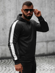 Bluza z kapturem męska czarno-biała OZONEE O/8B153/3/1