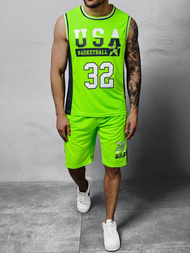 Komplet męski koszykarski zielono-neonowy OZONEE JS/68C10168