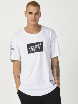 T-Shirt męski z nadrukiem biały OZONEE MR/21550