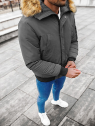 Kurtka zimowa męska z futerkiem szara OZONEE JS/M2019/105