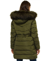 Kurtka zimowa damska parka z futerkiem khaki OZONEE O/M1556/29