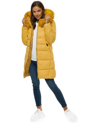 Kurtka zimowa damska parka z futerkiem jasno-camelowa OZONEE O/SW028/46