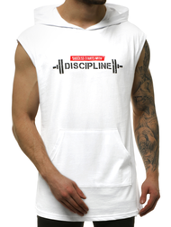 T-Shirt bez rękawów męski biały OZONEE MACH/M1211