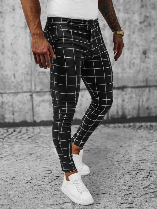 Spodnie męskie chino materiałowe czarne OZONEE O/P4009