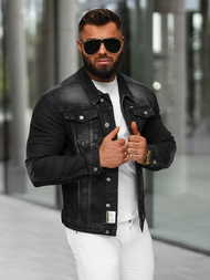 Чоловіча джинсова куртка Чорна OZONEE NB/MJ512N