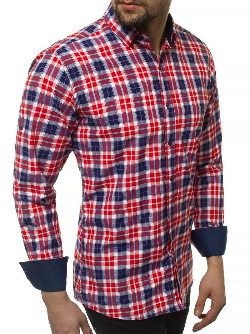 Koszula męska w kratę OZONEE EP/K02Z