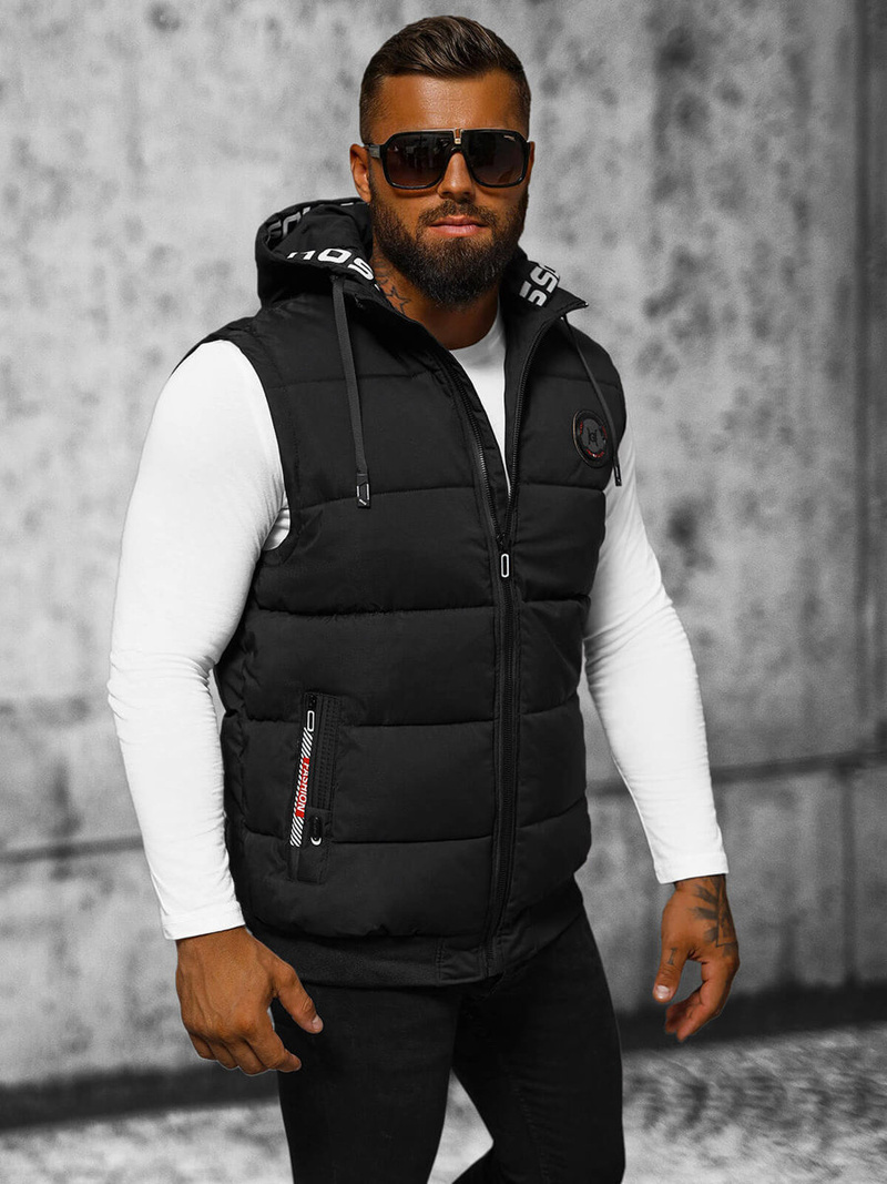 Kamizelka męska z kapturem czarna OZONEE JS/84M3028/392