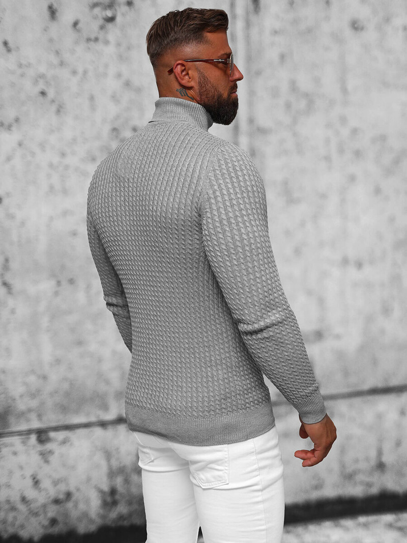 Sweter męski golf szary OZONEE L/1539Z