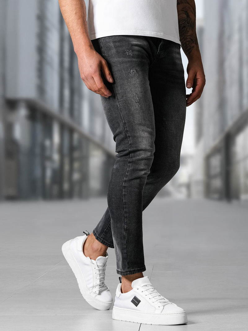 Spodnie jeansowe męskie slim fit czarne OZONEE NB/MP0063/1NZ