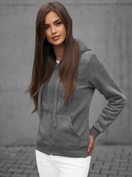 Bluza damska rozpinana z kapturem grafitowa OZONEE JS/W03Z