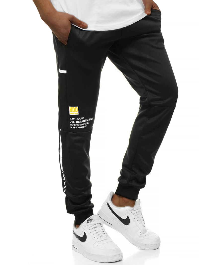 Spodnie dresowe męskie czarne js/am88