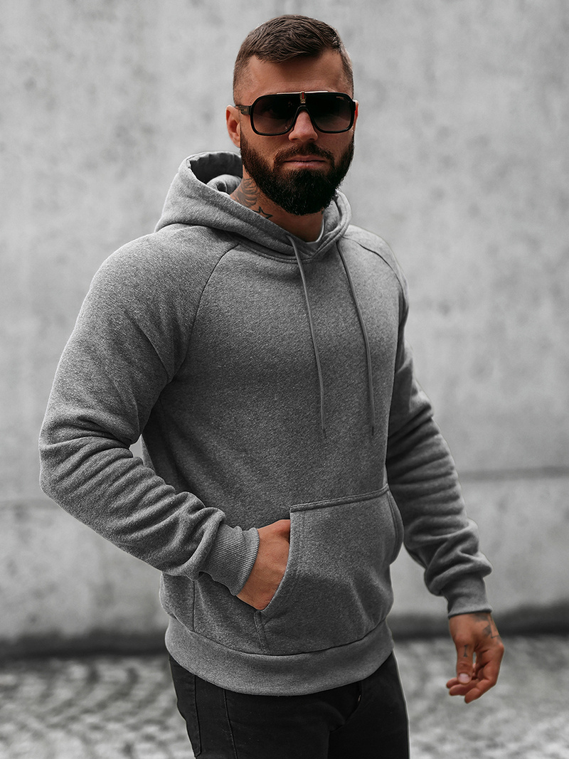 Bluza z kapturem męska grafitowa OZONEE O/8B151/5