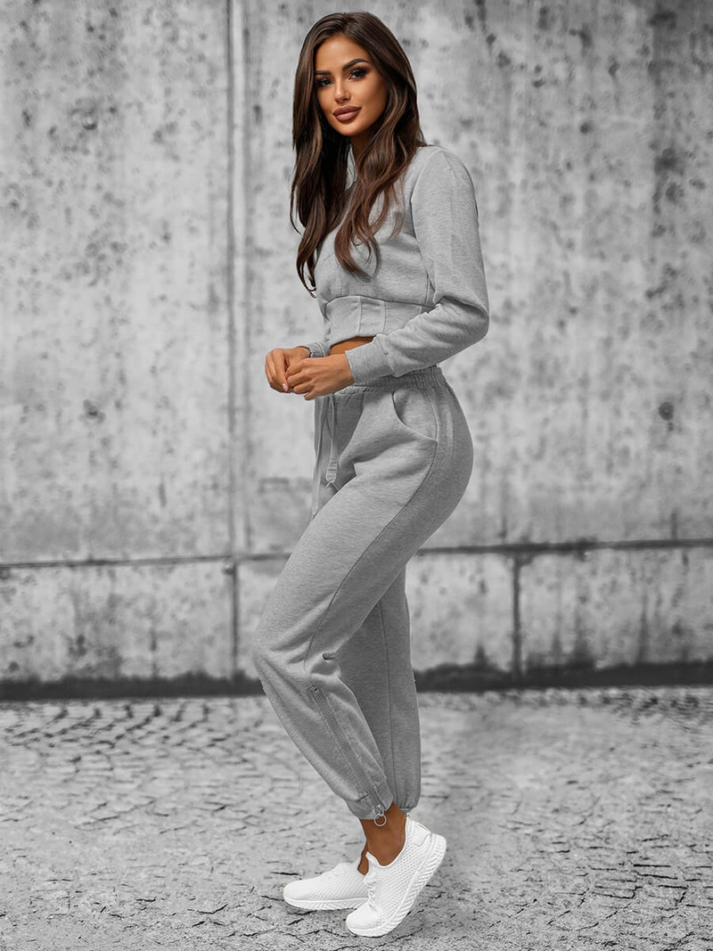 Komplet dresowy dwuczęściowy damski szary OZONEE JS/8C78/2Z