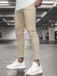 Spodnie męskie jeansowe beżowe/a OZONEE DP/583