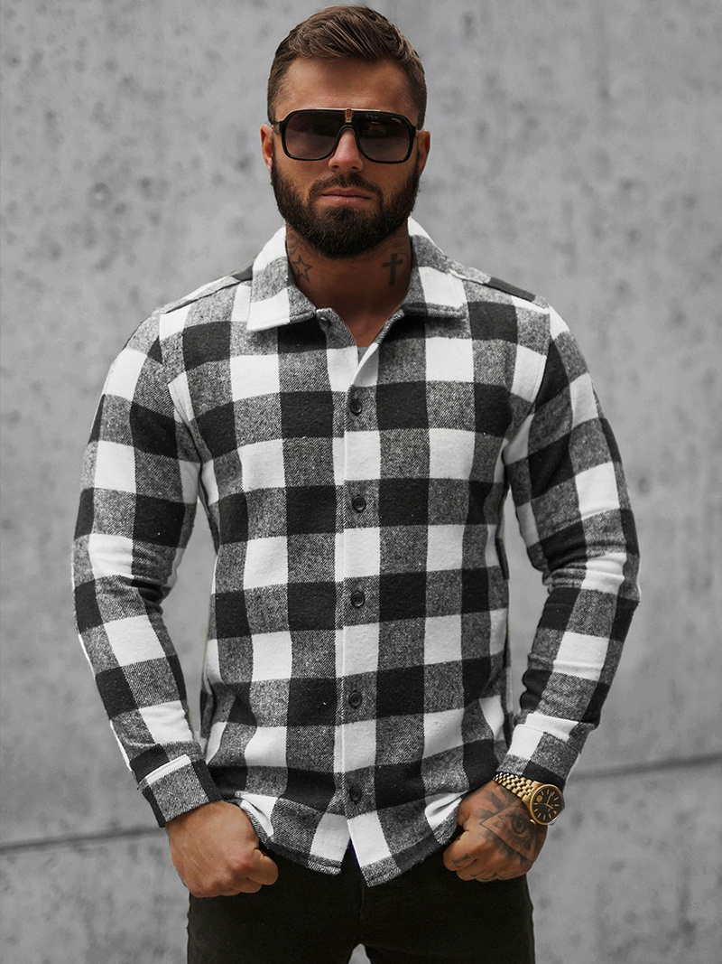 Сорочка чоловіча Чорно-Бiла OZONEE O/L0149