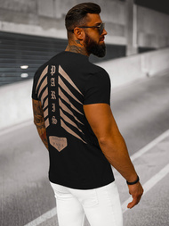 T-shirt męski slim fit czarny OZONEE NB/MT3054Z