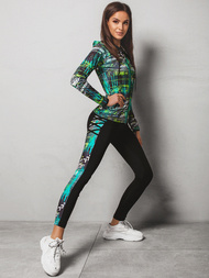 Komplet sportowy dwuczęściowy damski czarno-zielony OZONEE O/MS014Z