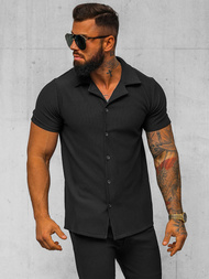 Koszula męska z krótkim rękawem czarna OZONEE O/Y963T