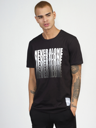 T-Shirt męski z nadrukiem czarny OZONEE MR/21513