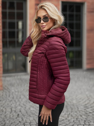 Kurtka damska pikowana bordowa OZONEE JS/11Z8228Z