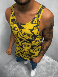 Koszulka bez rękawów męska z nadrukiem czarno-żółta OZONEE O/BL123
