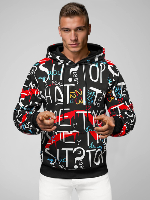 Bluza z kapturem męska czarna OZONEE JS/8B1233/3Z