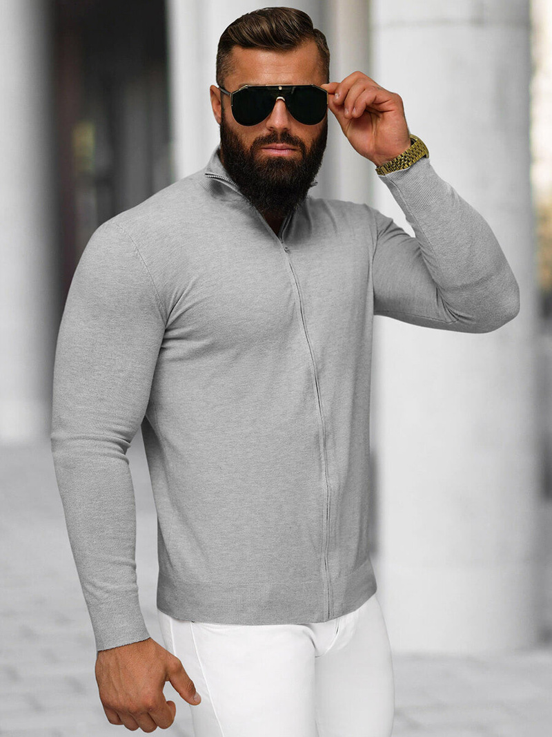 Sweter męski rozpinany szary OZONEE NB/MM6004/2Z