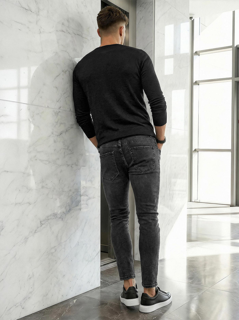 Spodnie jeansowe męskie slim fit czarne OZONEE O/JK2918Z