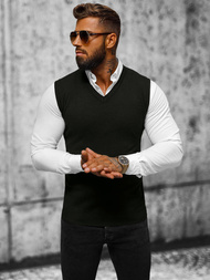 Sweter męski bez rekawów czarny OZONEE NB/MM6005/4Z