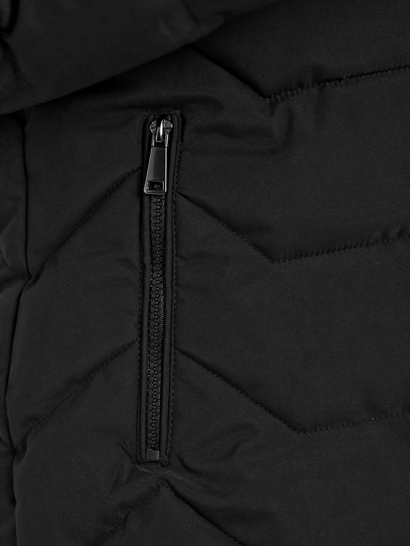 Kurtka zimowa damska długa z futerkiem czarna OZONEE JS/16M9121/392Z