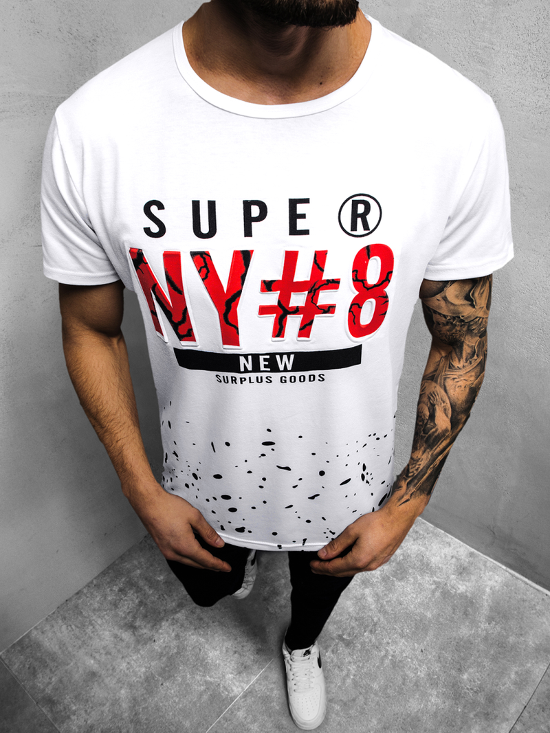 T-Shirt męski biały OZONEE JS/KS2028Z