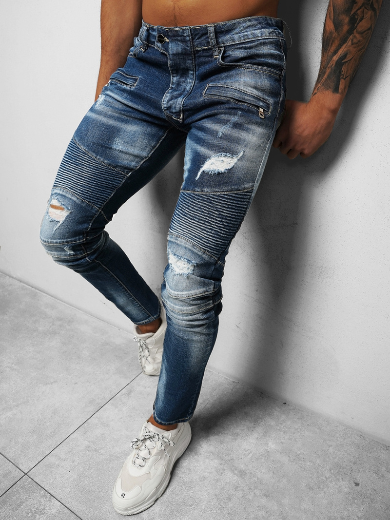 Spodnie jeansowe męskie niebieskie OZONEE NB/MP0030B