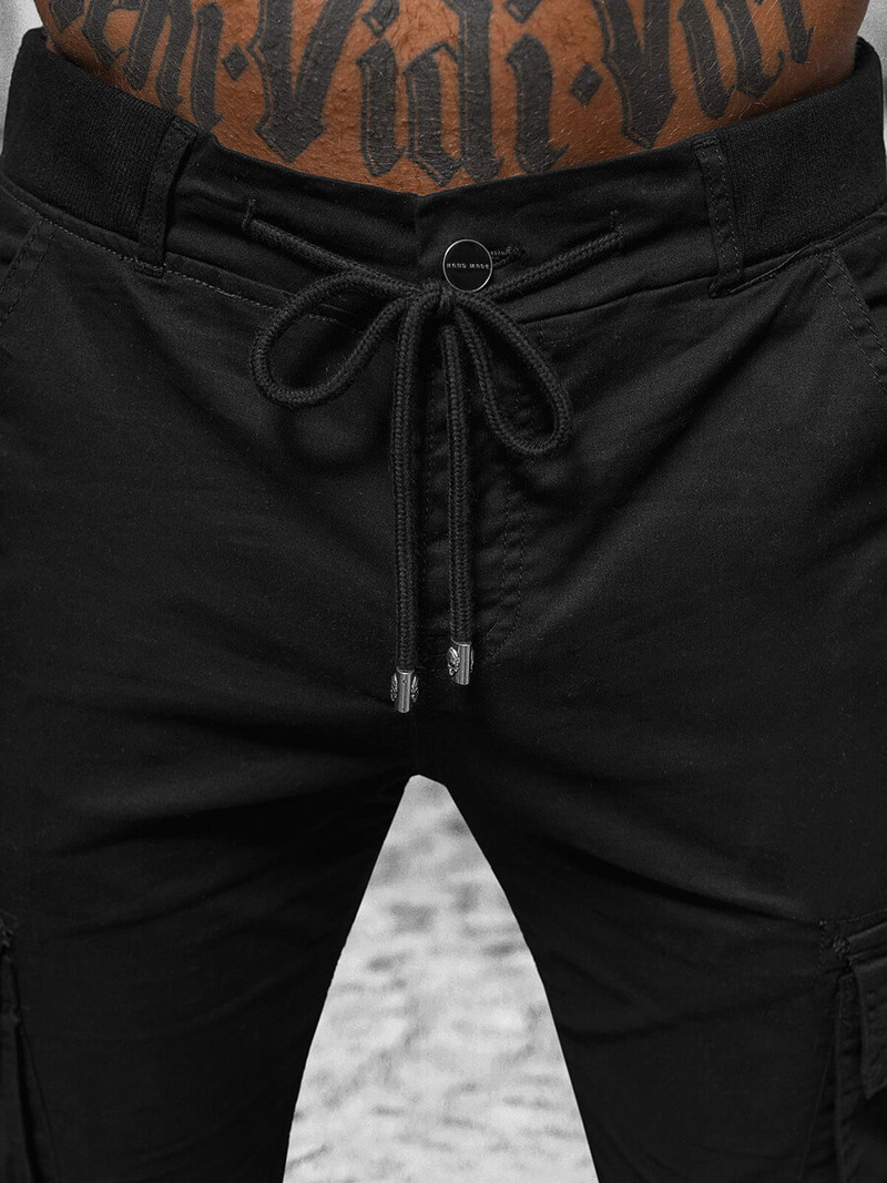 Spodnie męskie chino joggery czarne OZONEE NB/MP0208N