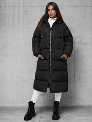 Kurtka zimowa damska długa pikowana czarna OZONEE JS/5M3163/392Z