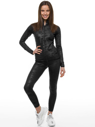 Жіночий спортивний костюм з двох частин чорний камуфляж OZONEE O/0546