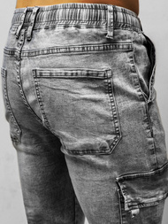 Spodnie jeansowe joggery męskie grafitowe OZONEE DR/TF129