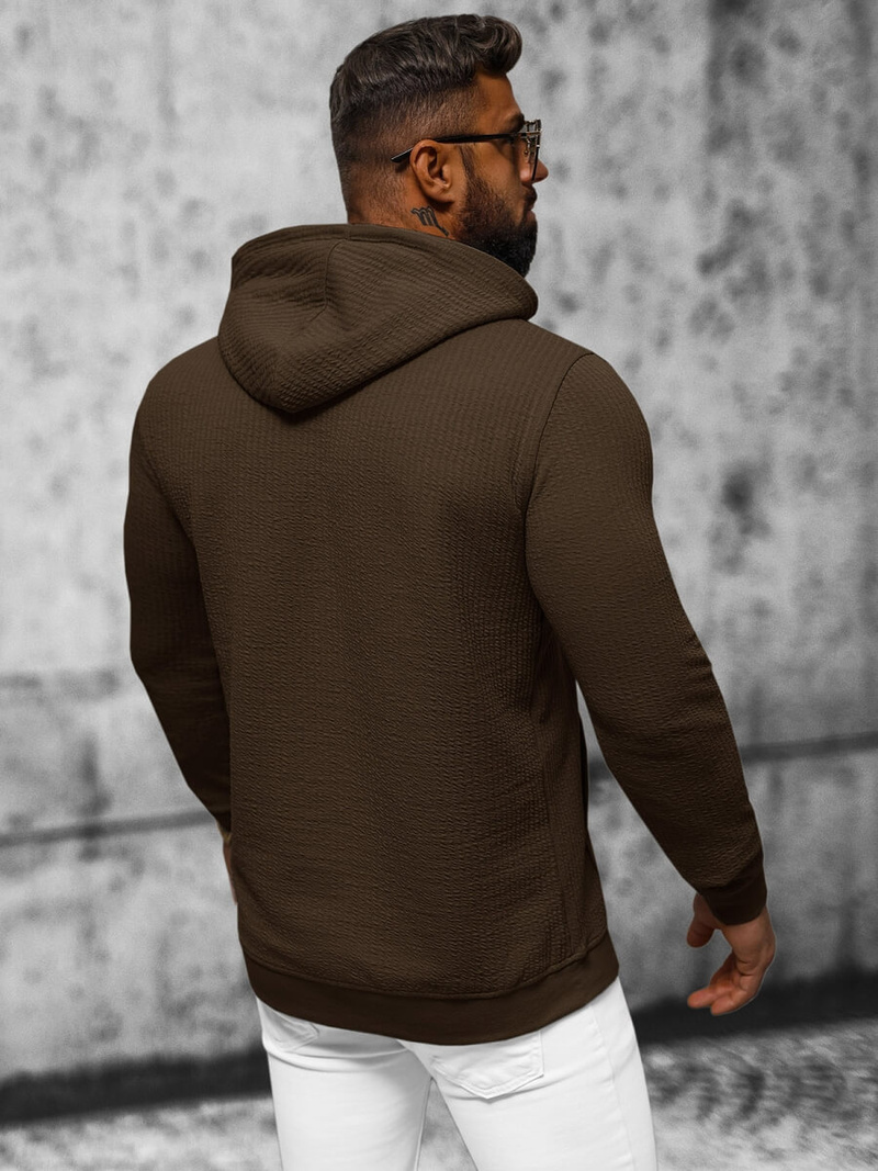 Bluza z kapturem męska brązowa OZONEE O/TB2273