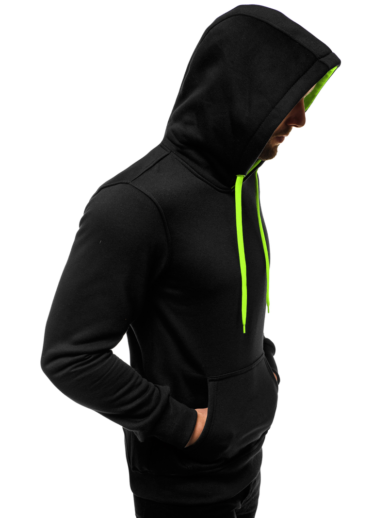Толстовка з капюшоном чоловіча чорно-салатова OZONEE JS/2011