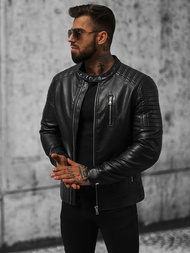 Kurtka skórzana męska czarna OZONEE JS/11Z8017