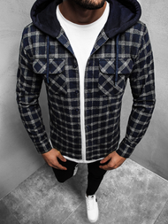 Koszula męska z kapturem granatowo-szara OZONEE MACH/2022