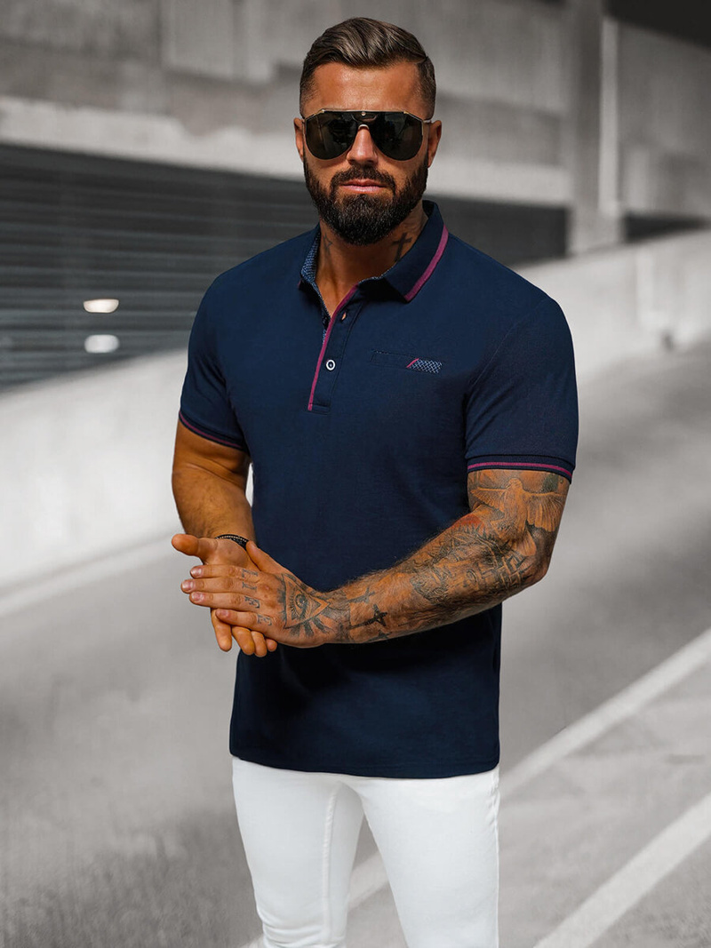 Футболка Поло Чоловіча Tемно-Cиня OZONEE O/DA758