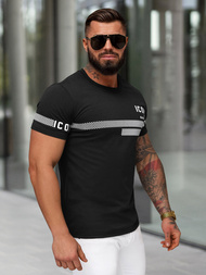 T-shirt męski slim fit czarny OZONEE JS/8B1701/3