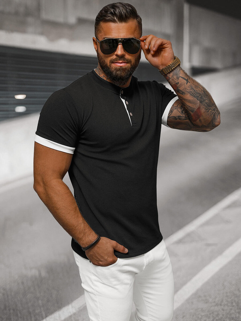 T-shirt męski czarny OZONEE O/M011