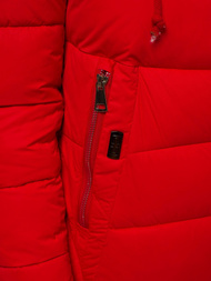 Kurtka zimowa damska parka z futerkiem czerwona OZONEE O/SW028/4