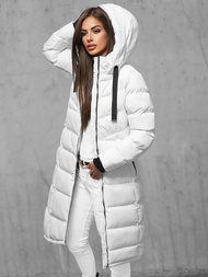 Kurtka zimowa damska długa pikowana biała OZONEE JS/M736/281