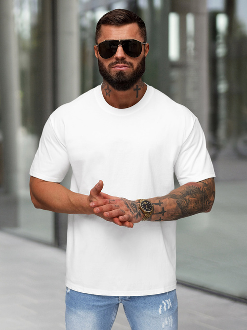 T-shirt męski loose fit biały OZONEE JS/67T1298/1