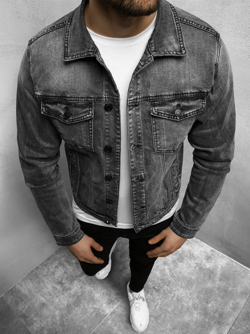 Kurtka męska jeansowa grafitowa OZONEE T/90022