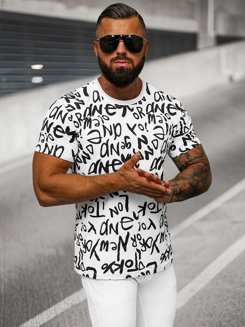 T-shirt męski biały OZONEE O/T1268/1