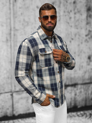 Koszula flanelowa męska ciemno-granatowa OZONEE NB/MC727BS