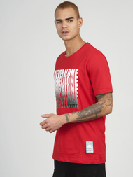 T-Shirt męski z nadrukiem czerwony OZONEE MR/21513